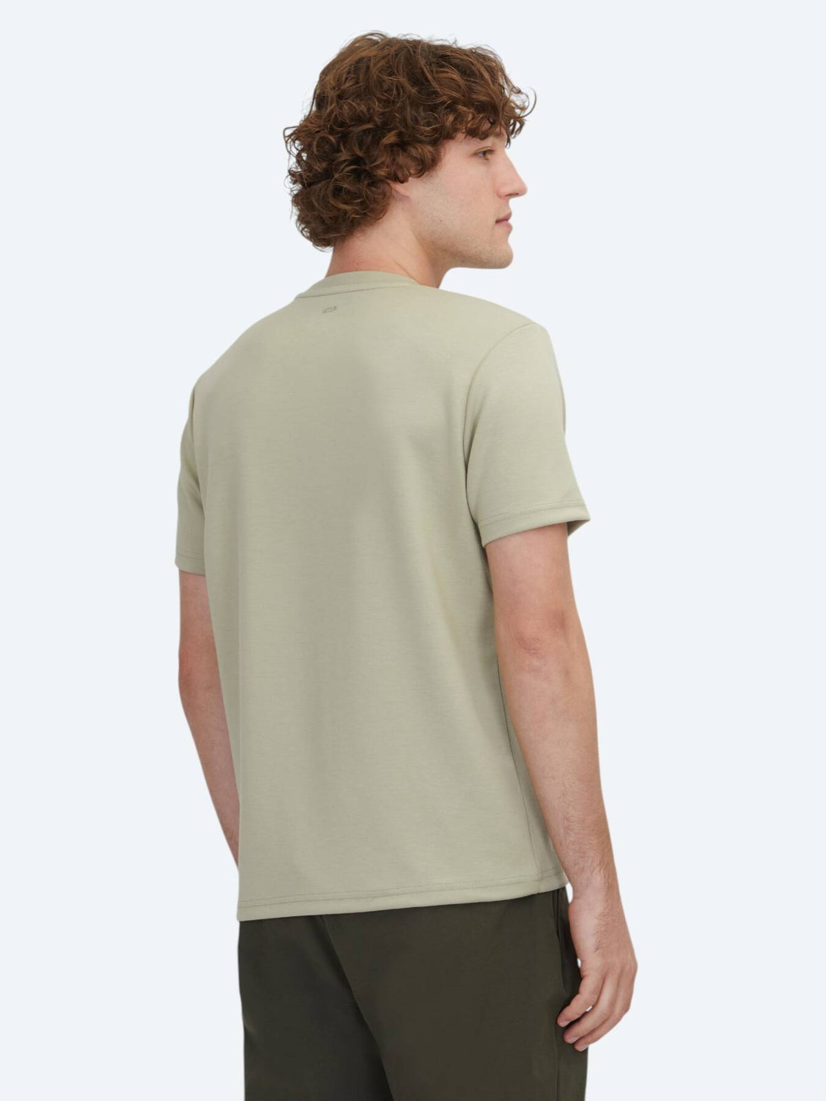 Açık Haki Düz Bisiklet Yaka T-shirt