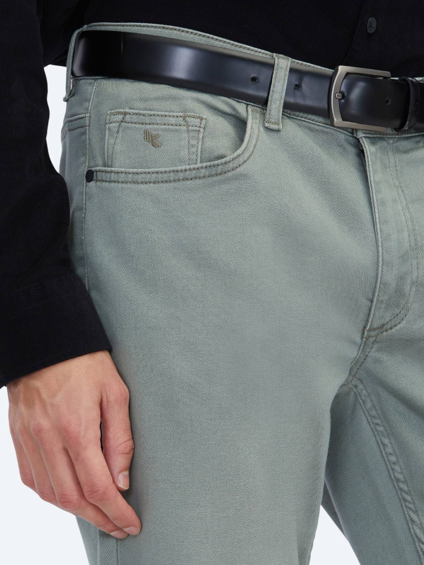 Açık Haki Slim Fit Denim Pamuk Karışımlı Pantolon