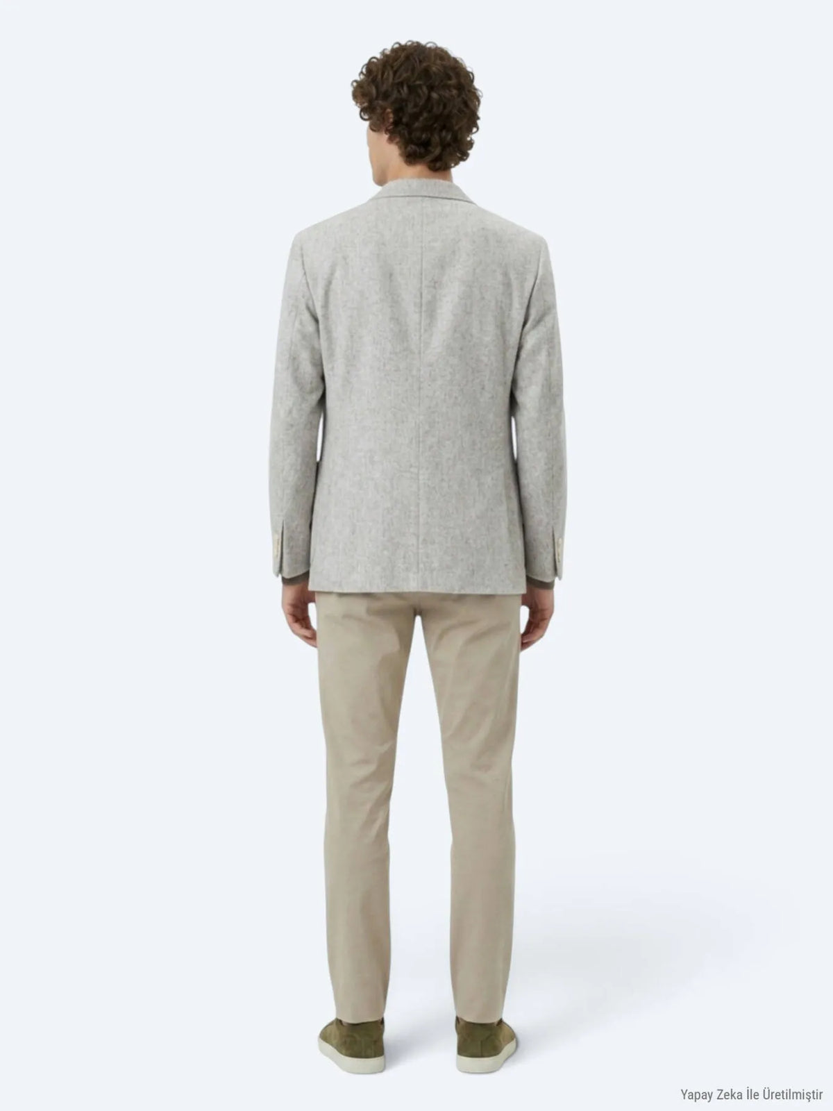 Açık Kahve Desenli Modern Fit Yün Karışımlı Ceket
