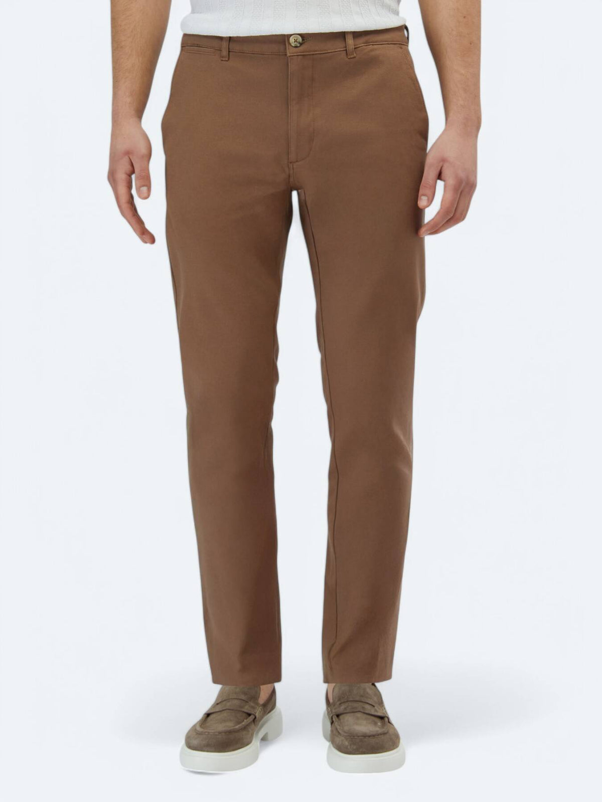 Açık Kahve Dokuma Regular Fit Casual Pamuk Karışımlı Pantolon