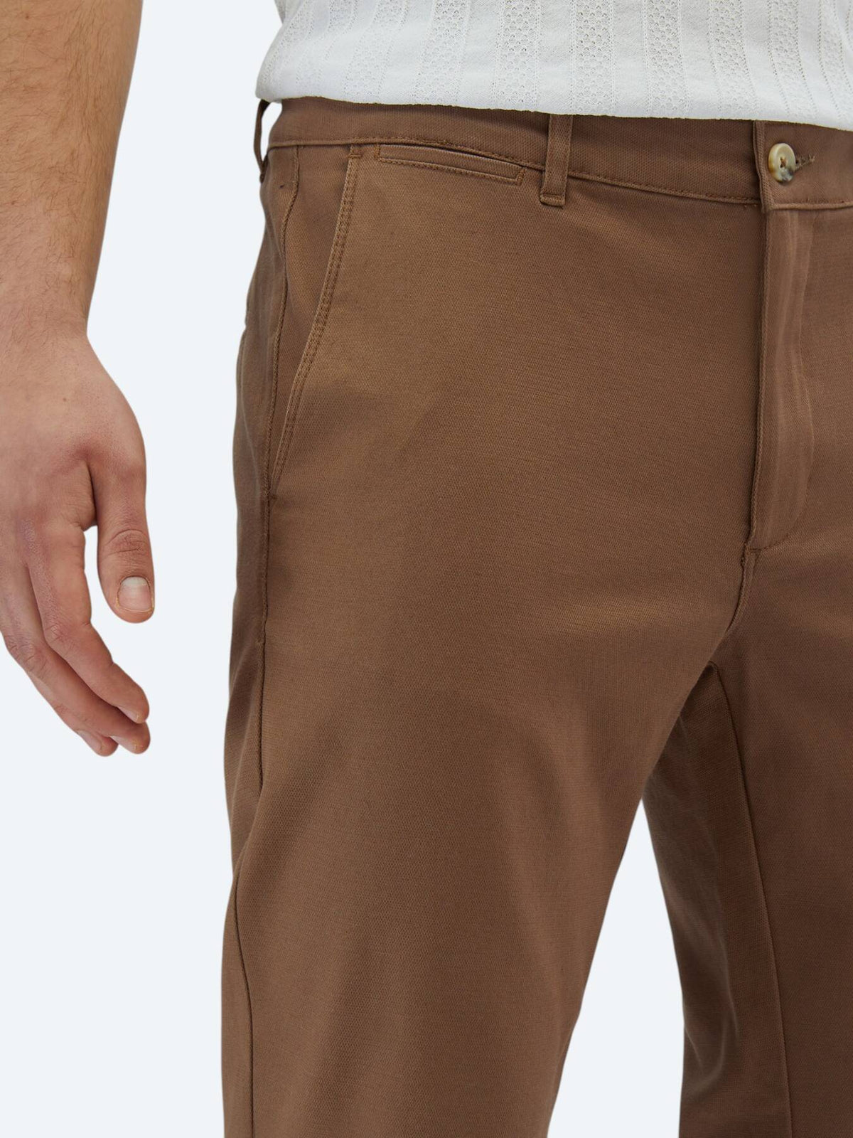 Açık Kahve Dokuma Regular Fit Casual Pamuk Karışımlı Pantolon