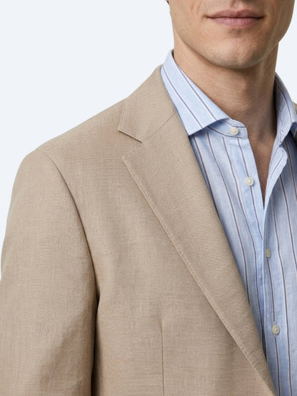 Açık Kahve Düz Modern Fit Pamuk Karışımlı Örme Ceket