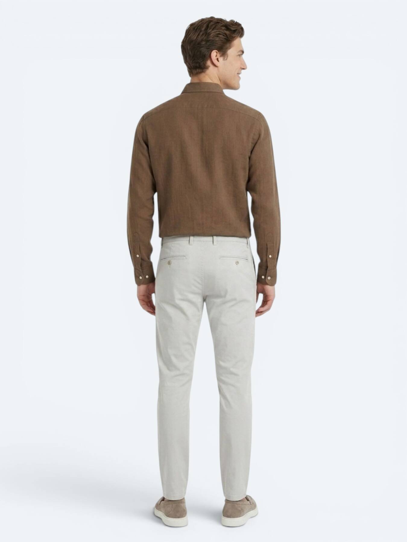 Açık Kahve Düz Regular Fit Uzun Dokuma Casual %100 Pamuk Gömlek