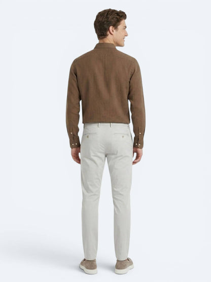 Açık Kahve Düz Regular Fit Uzun Dokuma Casual %100 Pamuk Gömlek