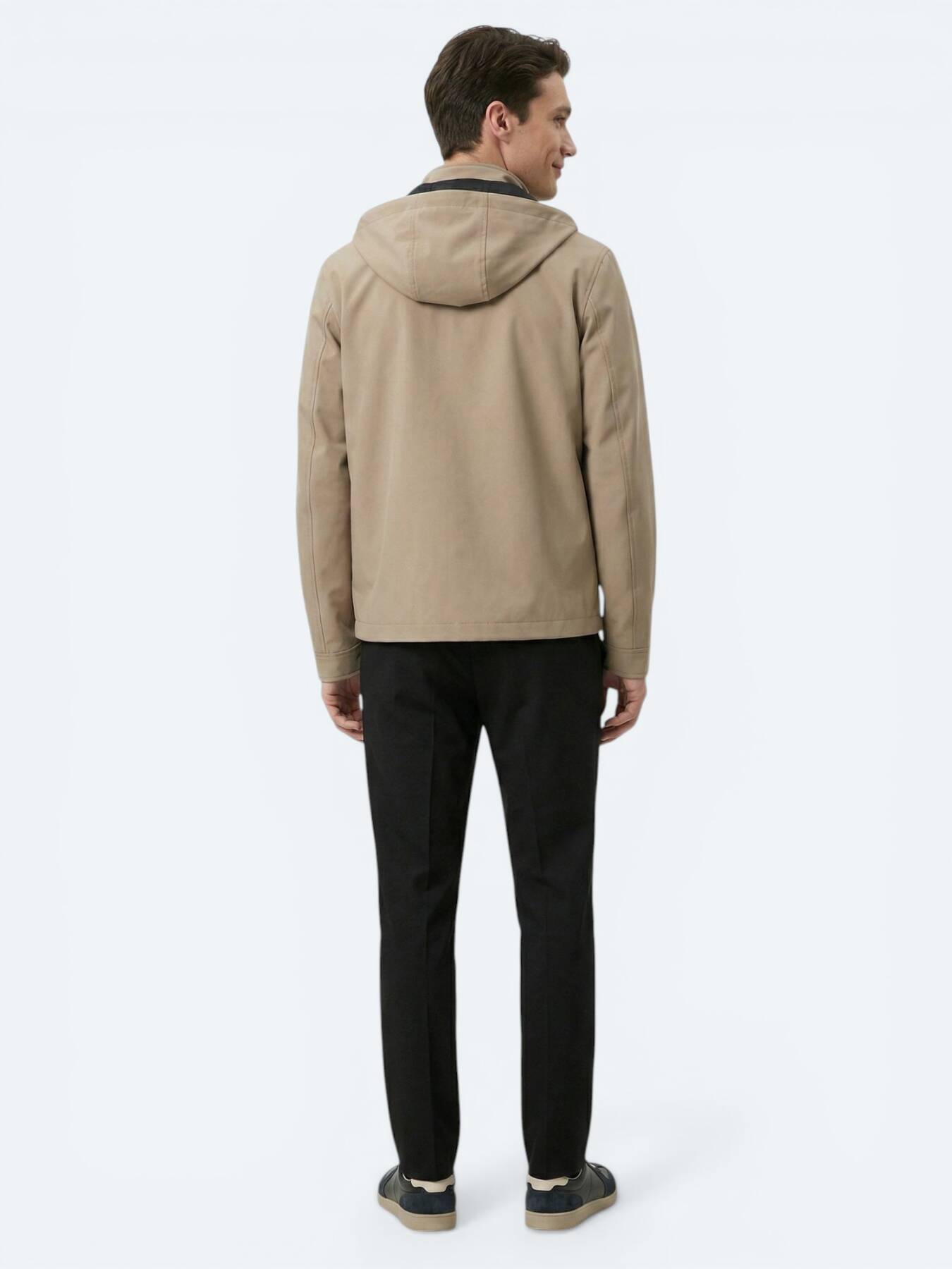 Açık Kahve Regular Fit Kapüşonlu Casual Dokuma Mont
