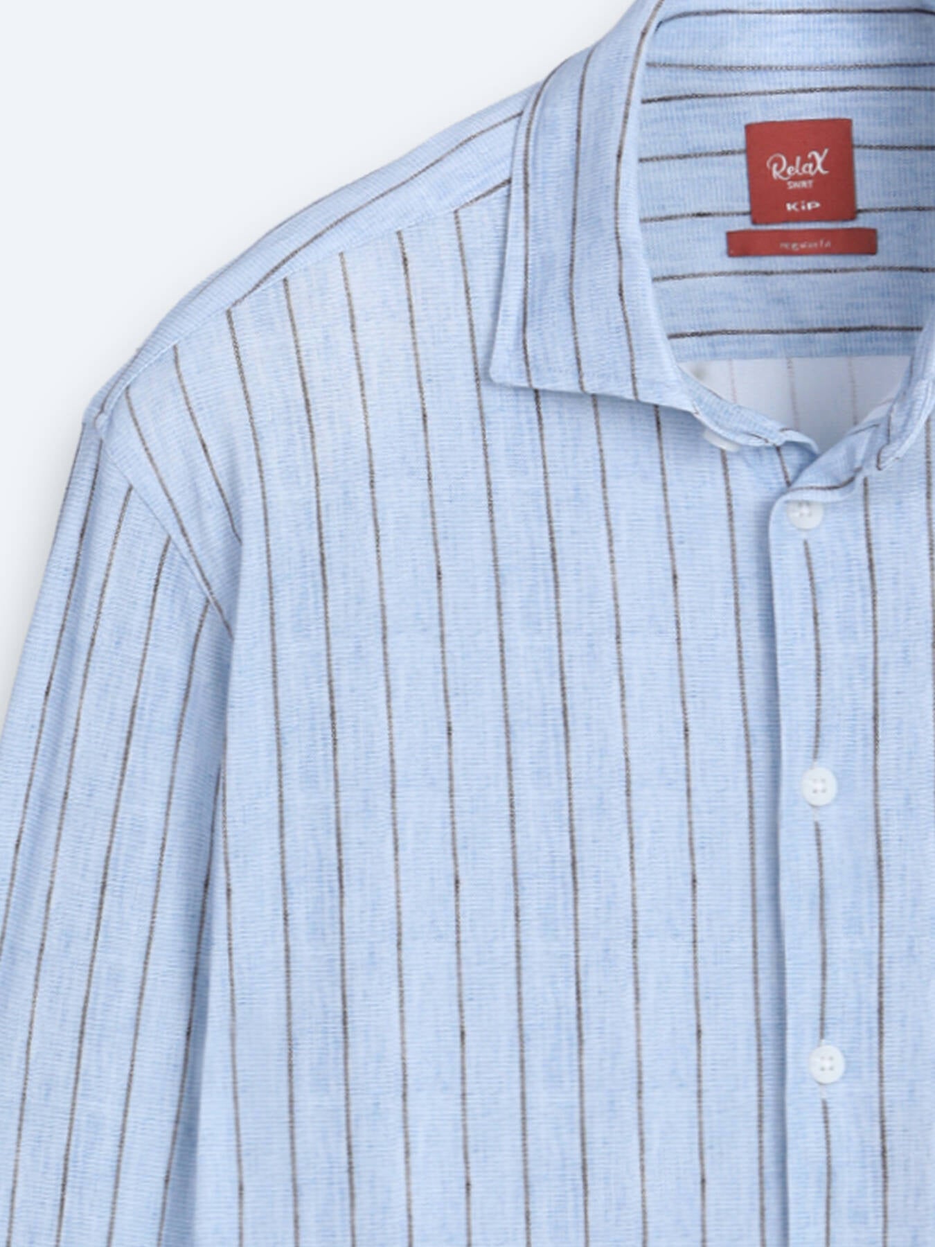 Açık Mavi Çizgili Regular Fit Uzun Casual Gömlek