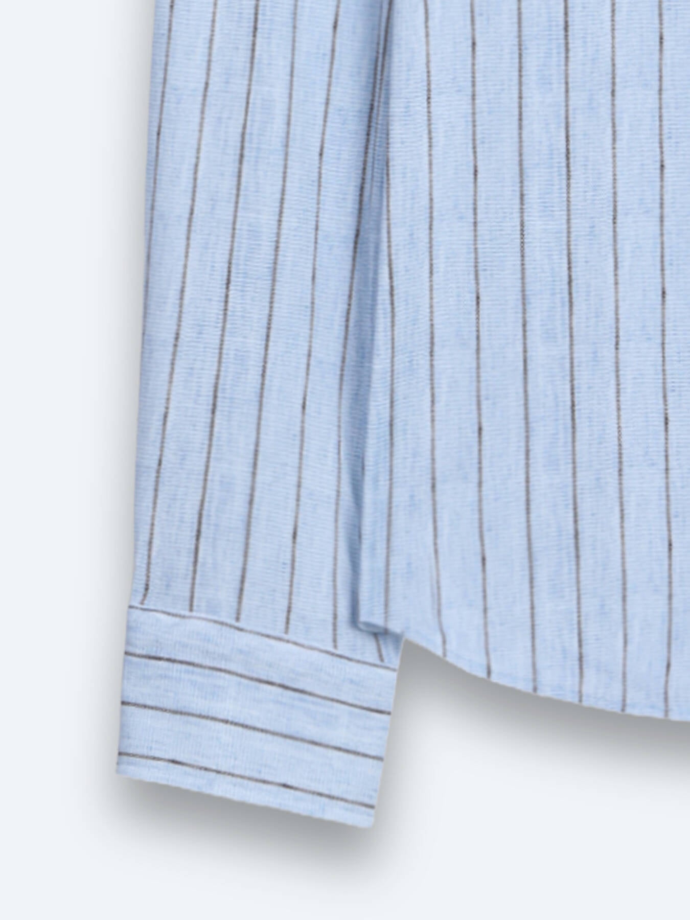 Açık Mavi Çizgili Regular Fit Uzun Casual Gömlek