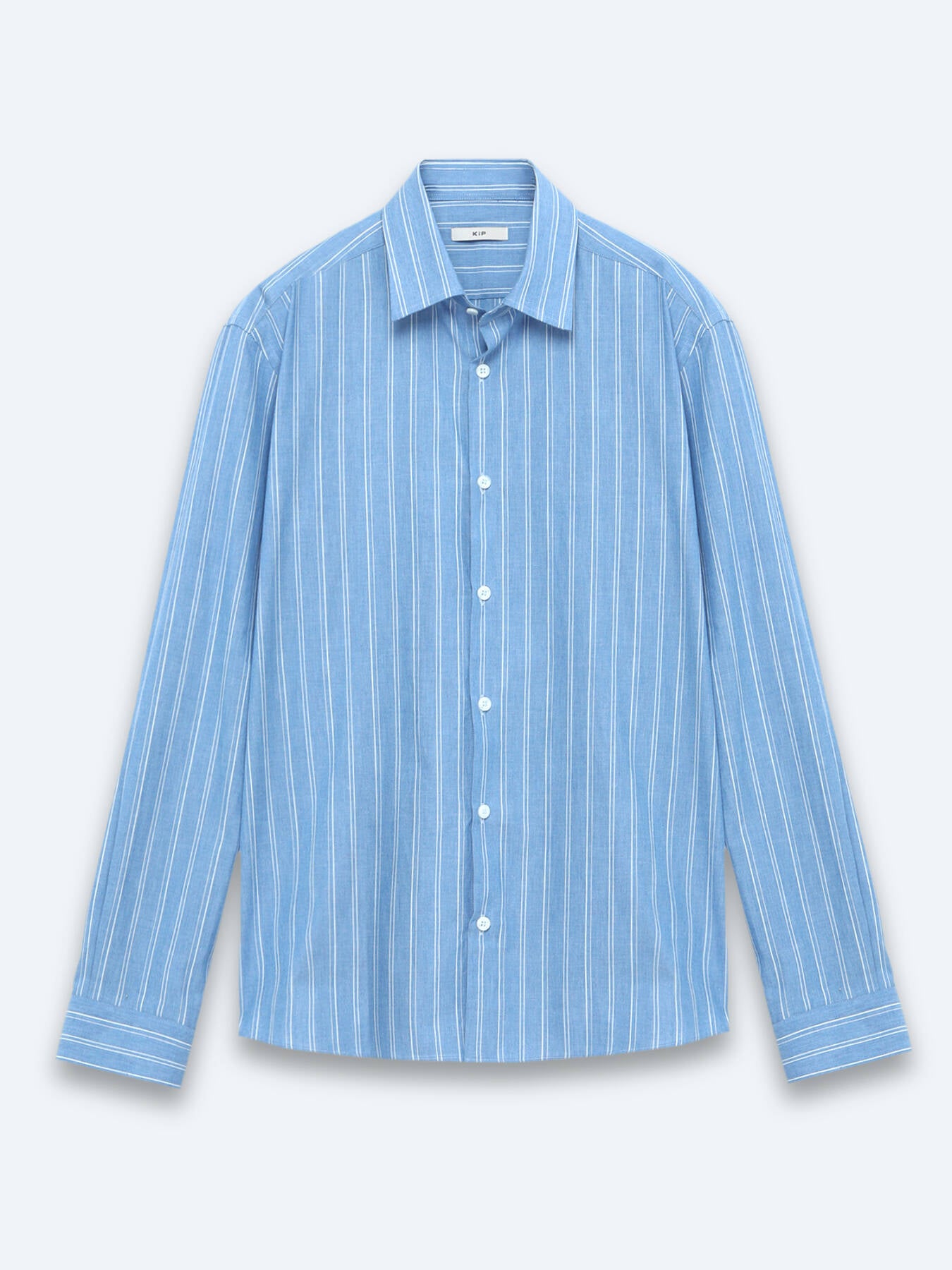 Açık Mavi Çizgili Regular Fit Uzun Dokuma Casual %100 Pamuk Gömlek