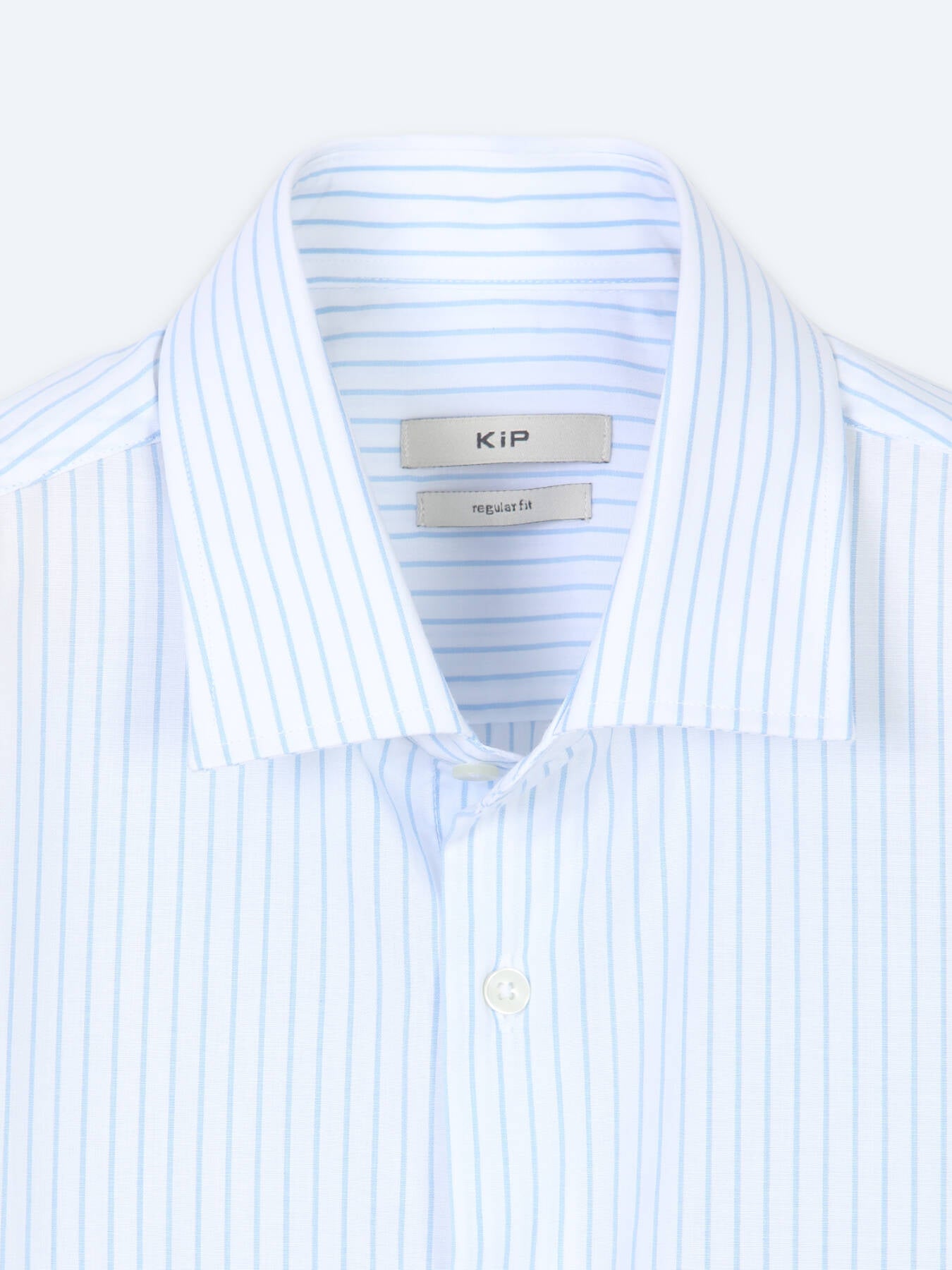 Açık Mavi Çizgili Regular Fit Uzun Dokuma Casual Pamuk Karışımlı Gömlek