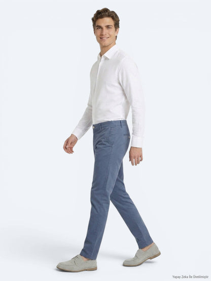 Açık Mavi Dokuma Jogging Fit Casual Pamuk Karışımlı Pantolon