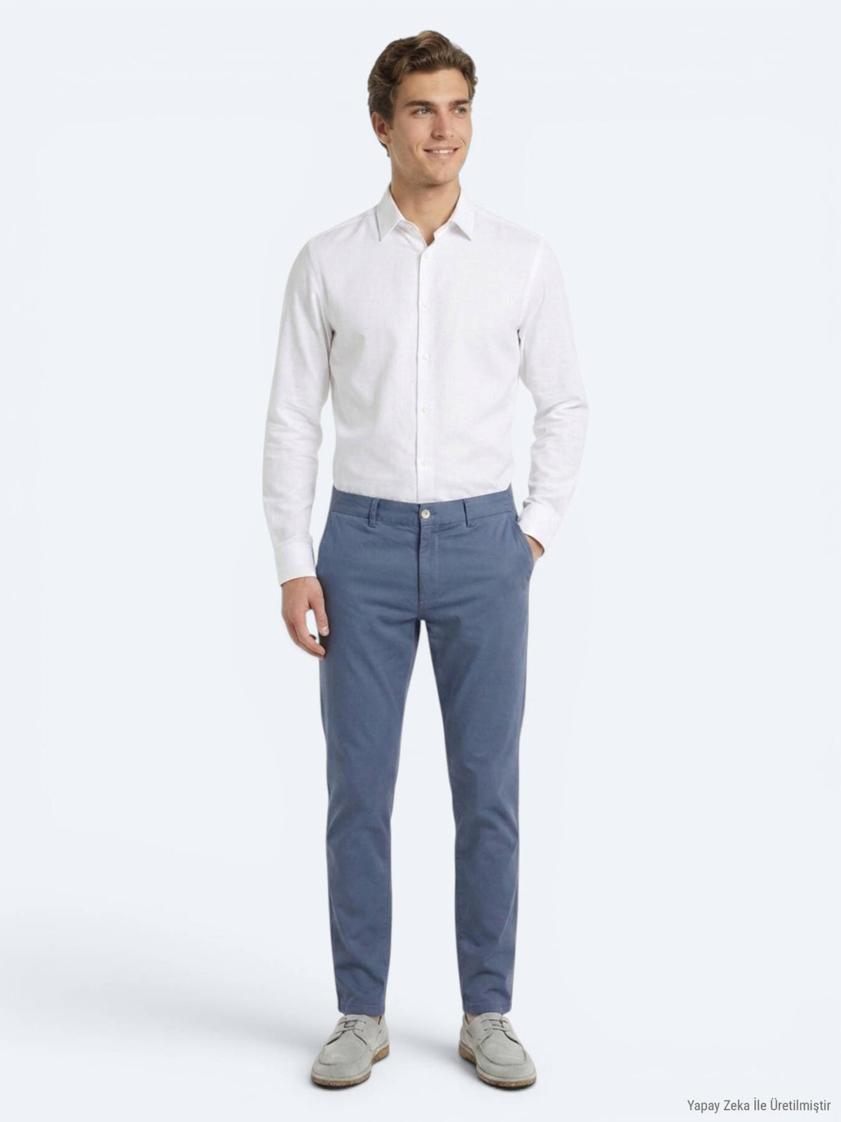 Açık Mavi Dokuma Jogging Fit Casual Pamuk Karışımlı Pantolon