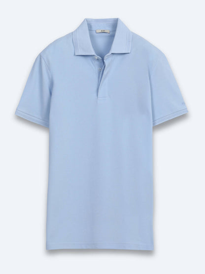 Açık Mavi Düz %100 Pamuk T-shirt