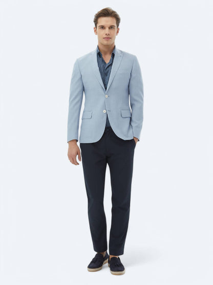 Açık Mavi Düz Slim Fit Ceket