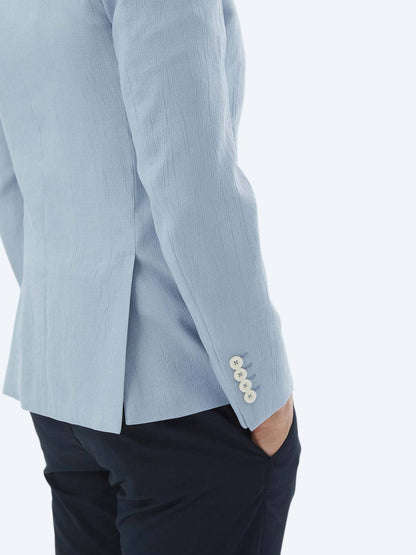 Açık Mavi Düz Slim Fit Ceket