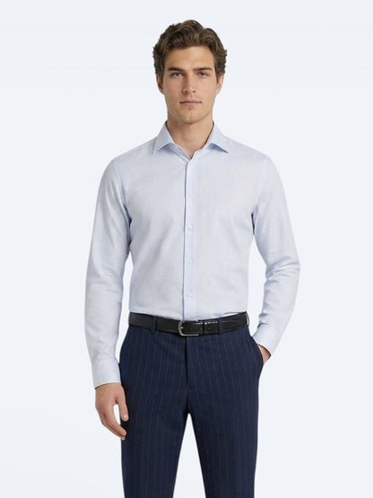 Açık Mavi Düz Slim Fit Uzun Dokuma Klasik %100 Pamuk Gömlek