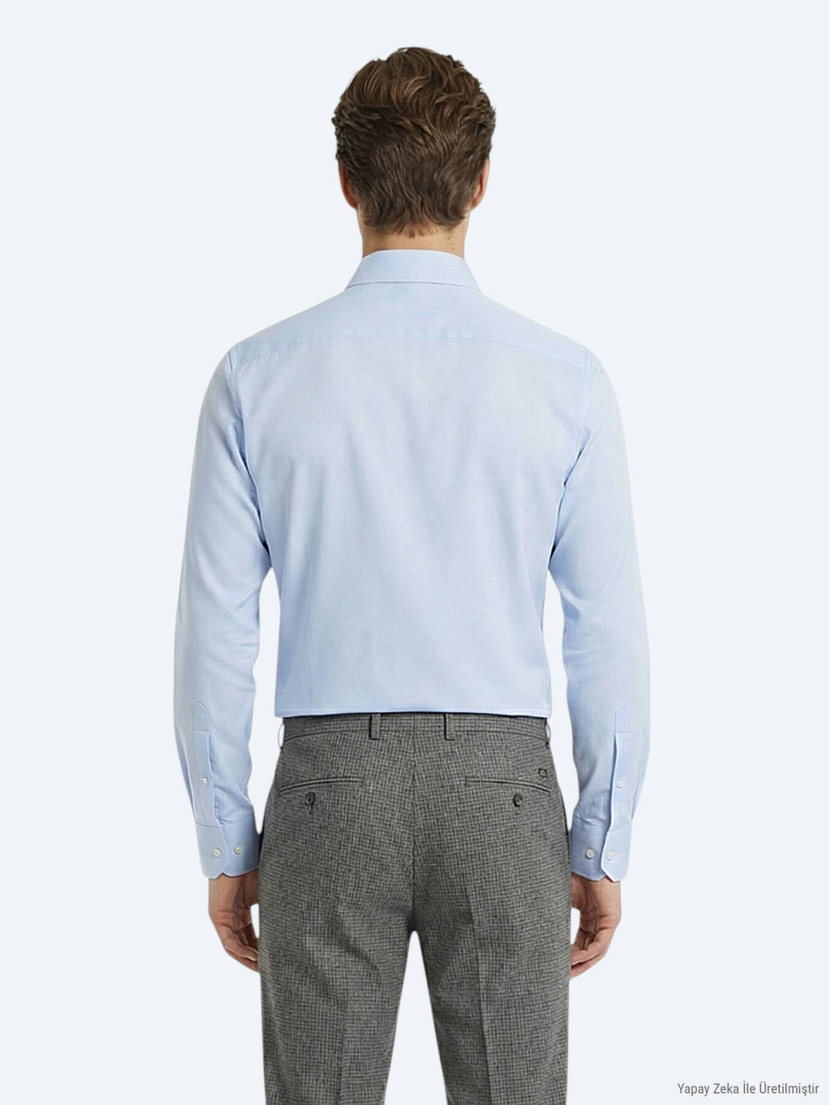 Açık Mavi Düz Slim Fit Uzun Dokuma Klasik Pamuk Karışımlı Gömlek