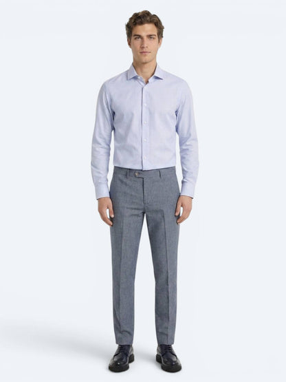 Açık Mavi Mikro Regular Fit Uzun Dokuma Casual %100 Pamuk Gömlek