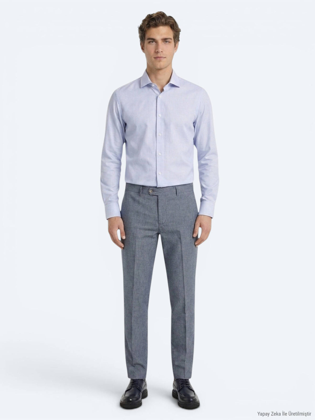 Açık Mavi Mikro Regular Fit Uzun Dokuma Casual %100 Pamuk Gömlek