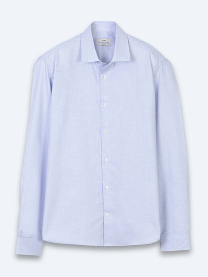 Açık Mavi Mikro Regular Fit Uzun Dokuma Casual %100 Pamuk Gömlek