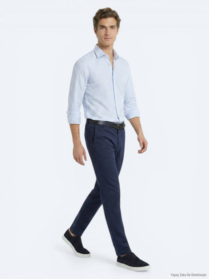 Açık Mavi Regular Fit Uzun Casual Gömlek