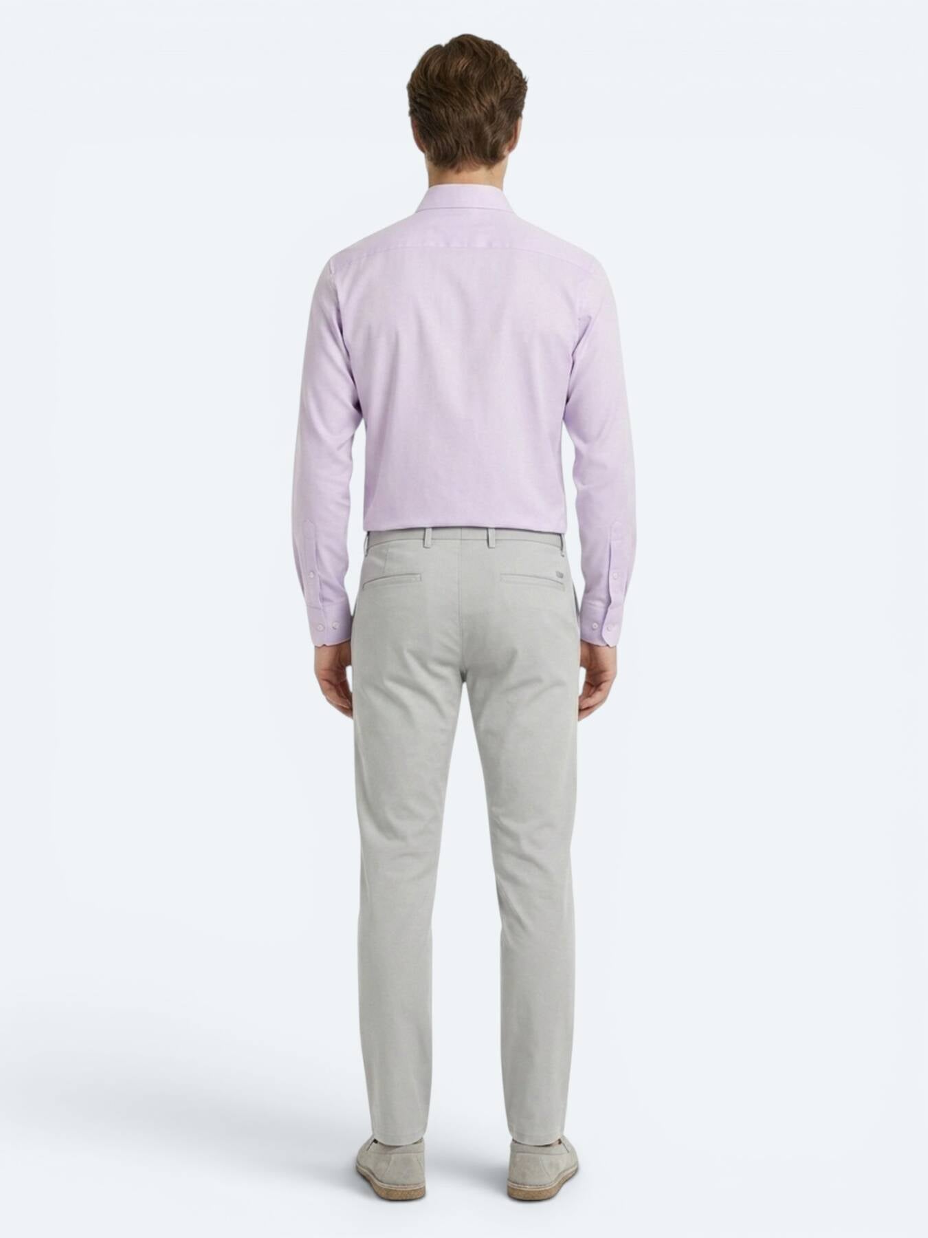 Açık Pembe Regular Fit Uzun Dokuma Casual Pamuk Karışımlı Gömlek