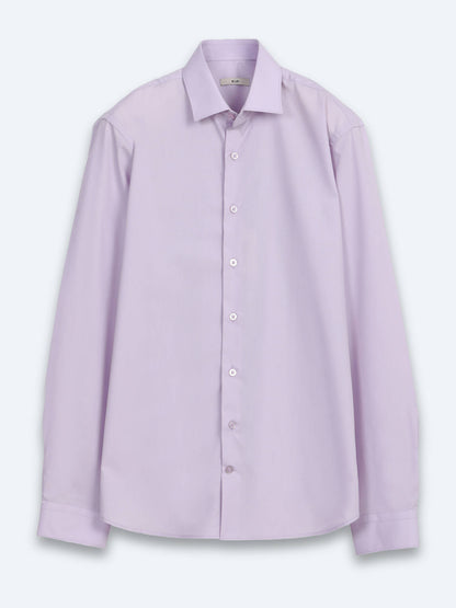 Açık Pembe Regular Fit Uzun Dokuma Casual Pamuk Karışımlı Gömlek