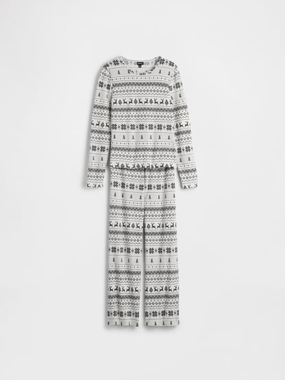 Kırık Beyaz Fair Isle Pijama Takımı
