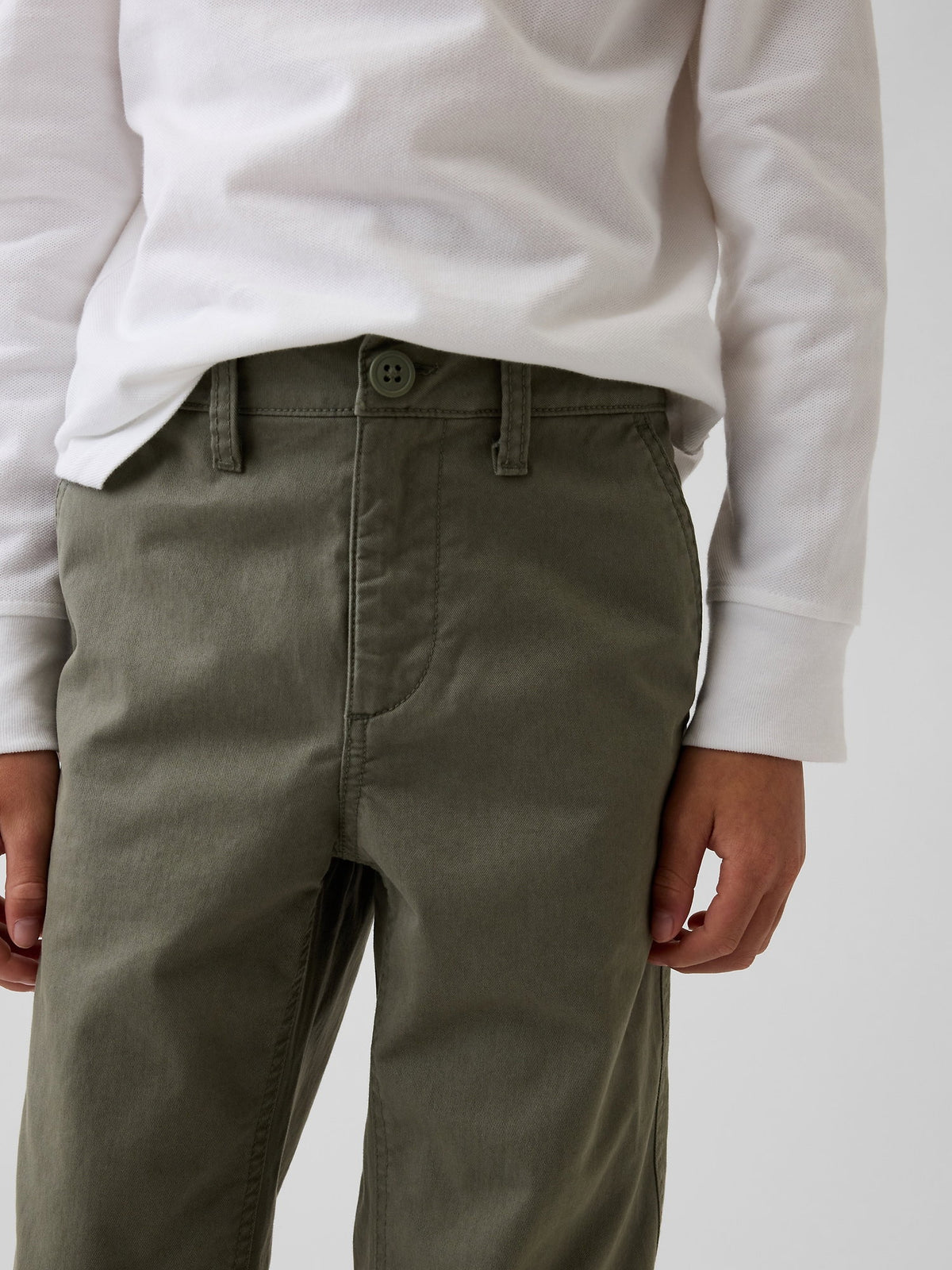 Yeşil Modern Relaxed Straight Khaki Pantolon