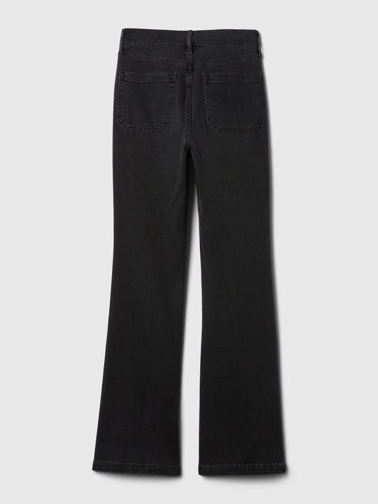 Siyah High Rise '70s Flare Jean Pantolon