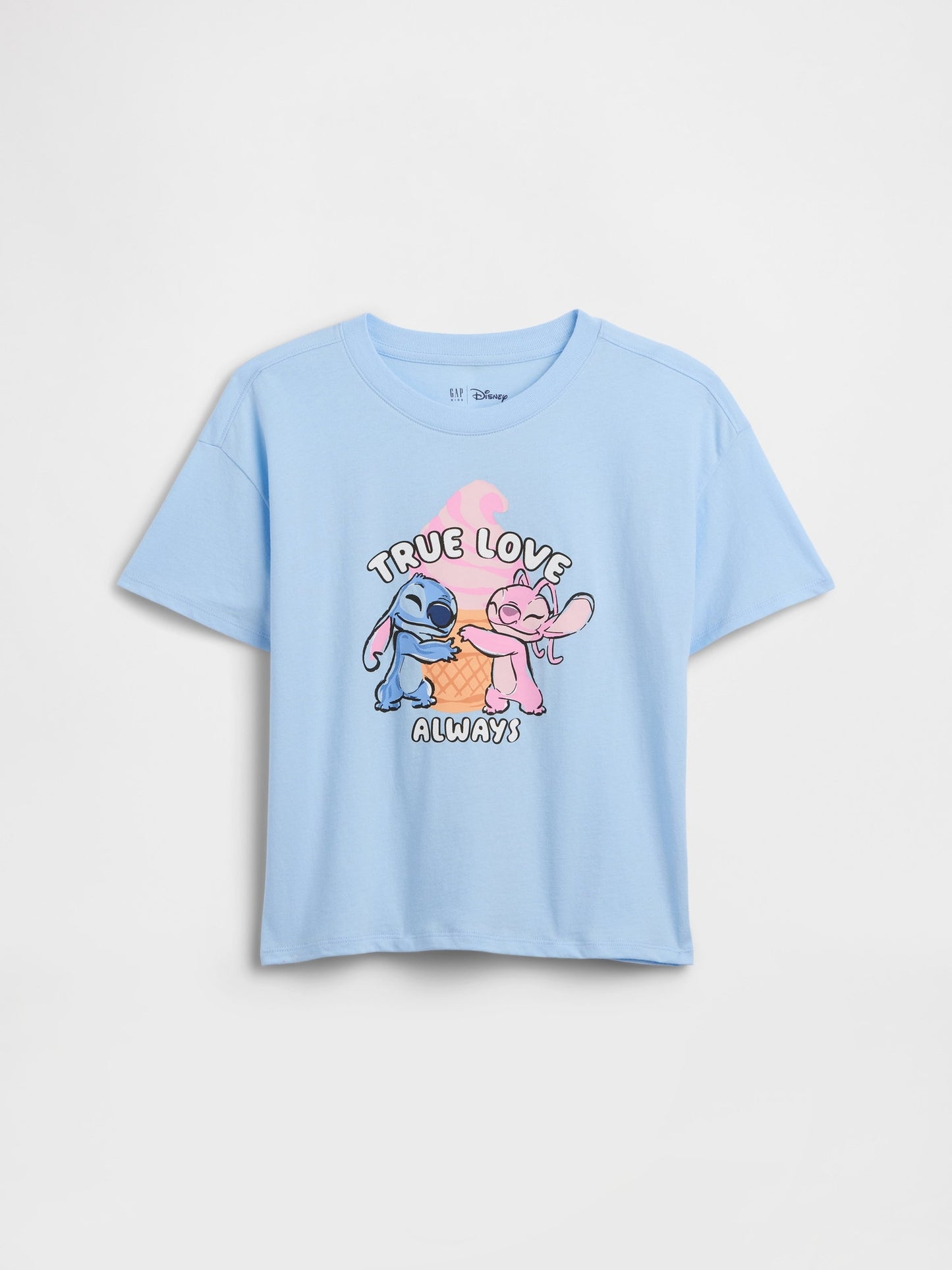 Açık Mavi Disney Lilo Ve Stitch Oversized Grafik Baskılı T-shirt