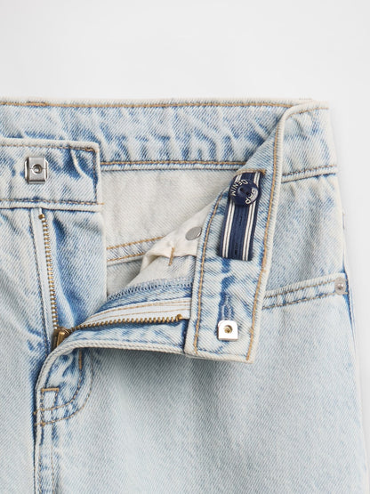 Açık Mavi High Rise Stride Wide-leg Ankle Jean Pantolon