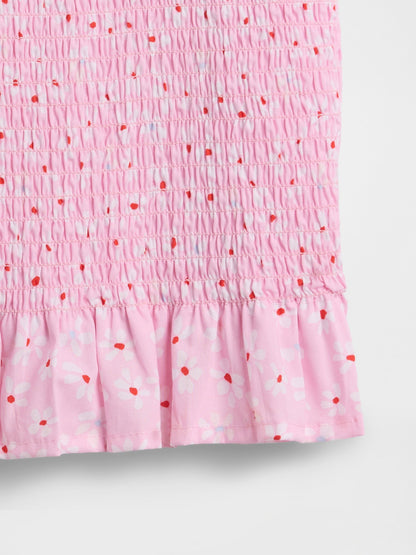 Lacivert Smocked Peplum Bluz