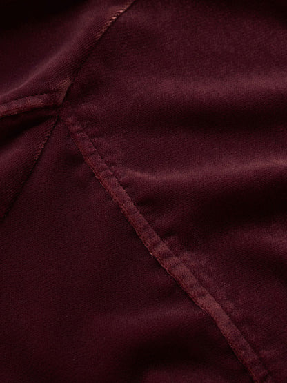 Bordo Kadife Maxi Slip Elbise