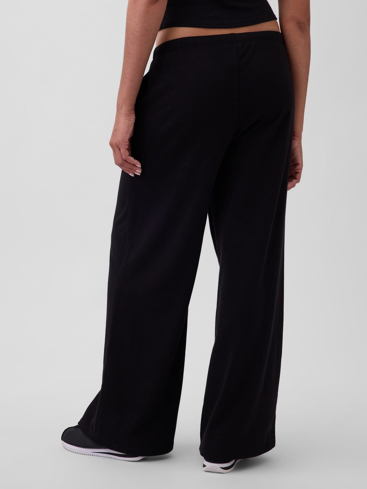 Siyah Gap Logo Fransız Havlu Kumaş Wide-leg Jogger Eşofman Altı