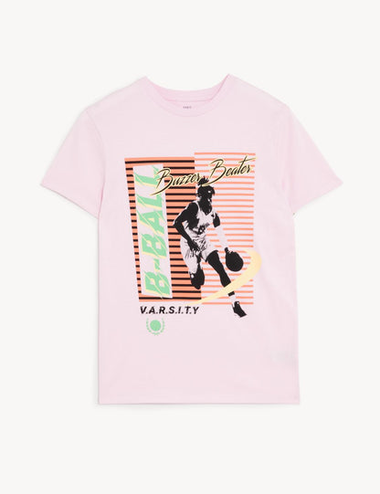 Saf Pamuklu Kısa Kollu T-shirt (6-16 Yaş)