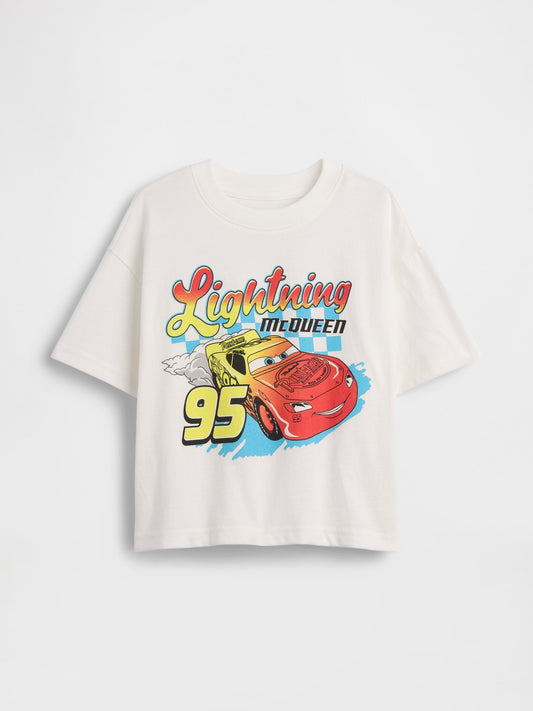 Beyaz Oversized Grafik Baskılı T-shirt