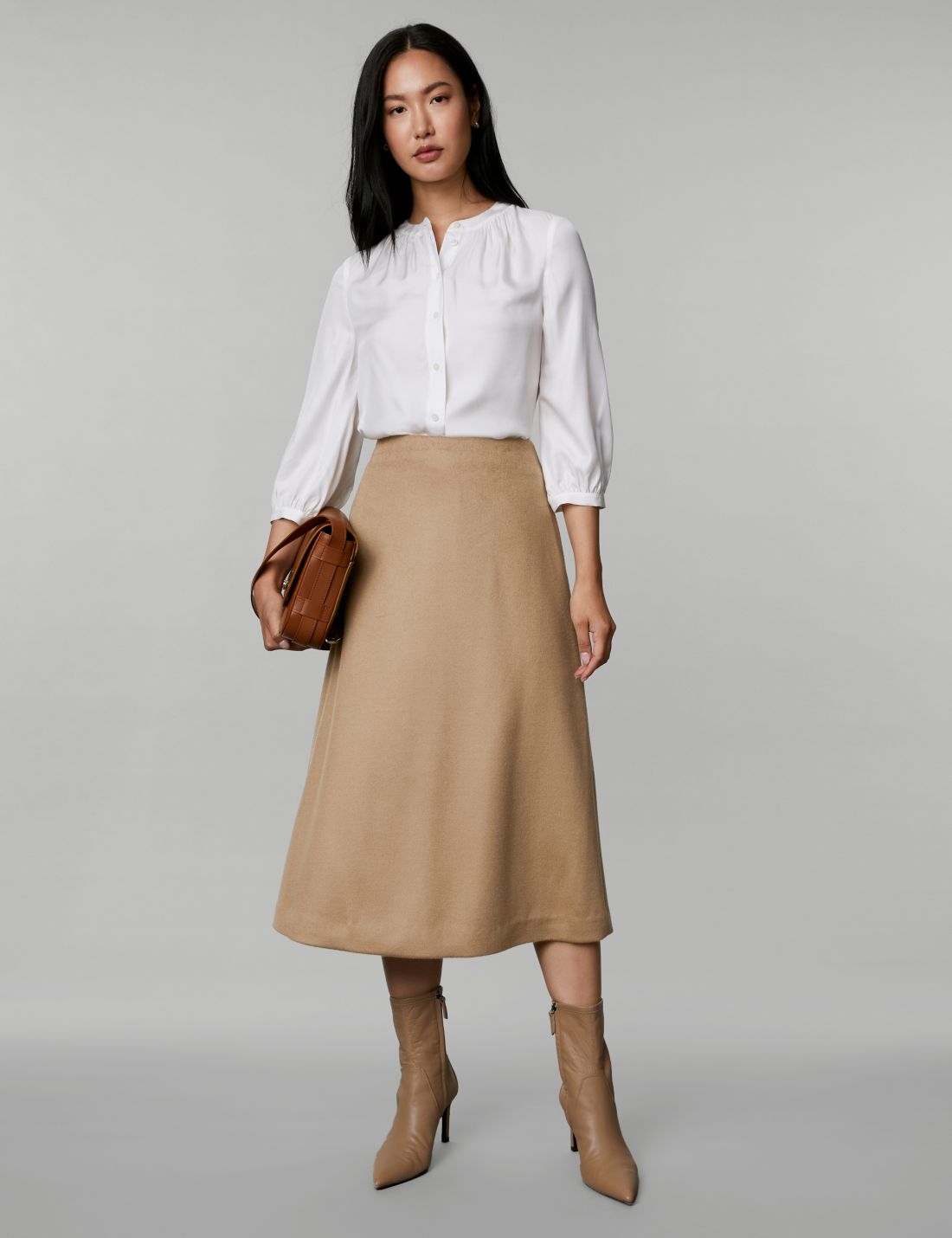 Regular Fit Midi Yün Etek
