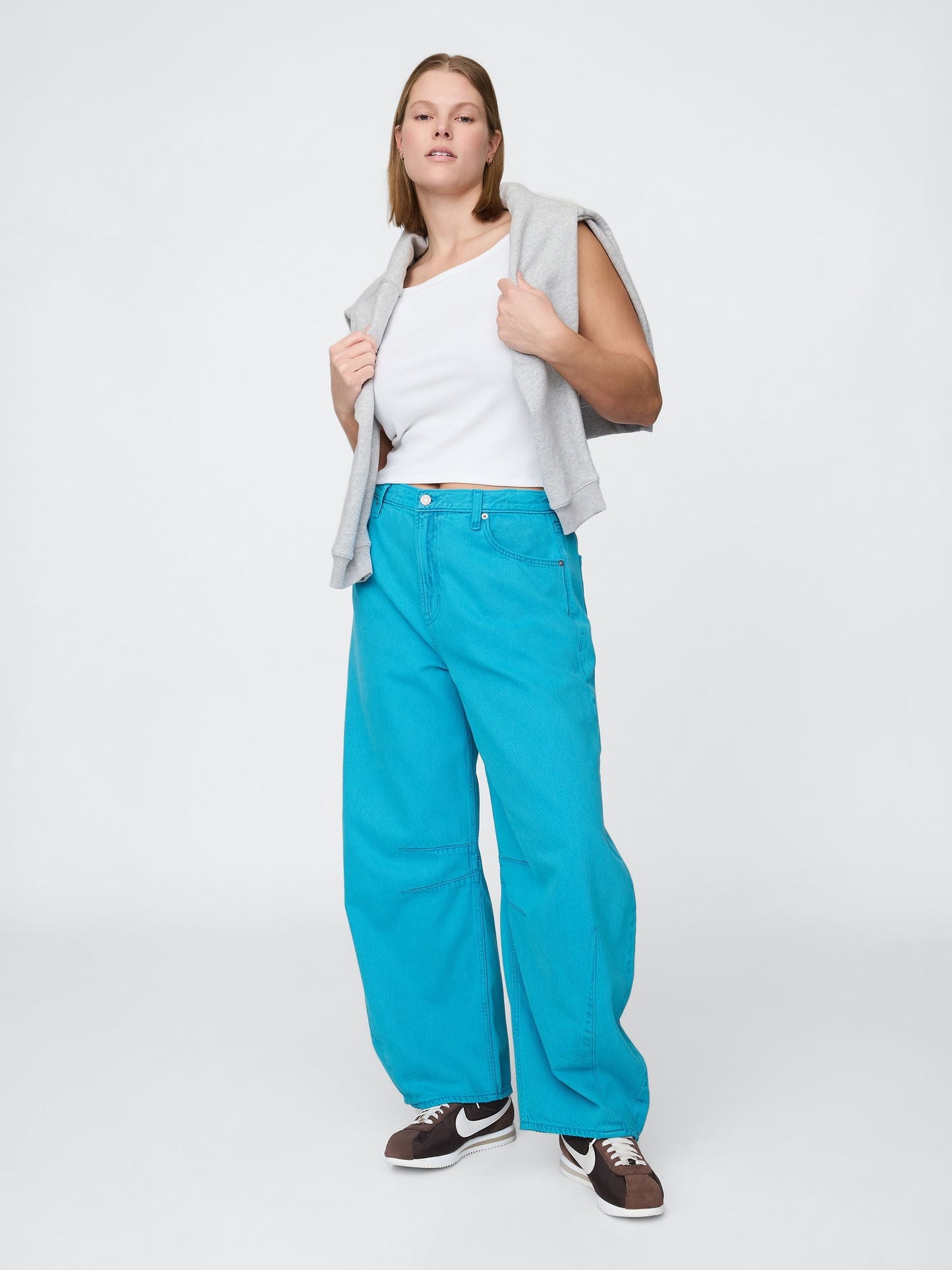 Mavi Yüksek Bel Horseshoe Jean Pantolon