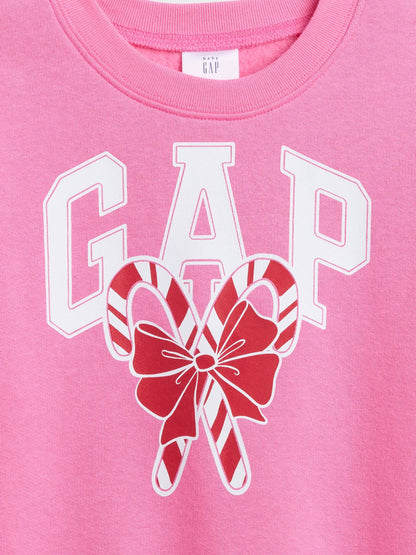 Pembe Grafik Baskılı Sweatshirt