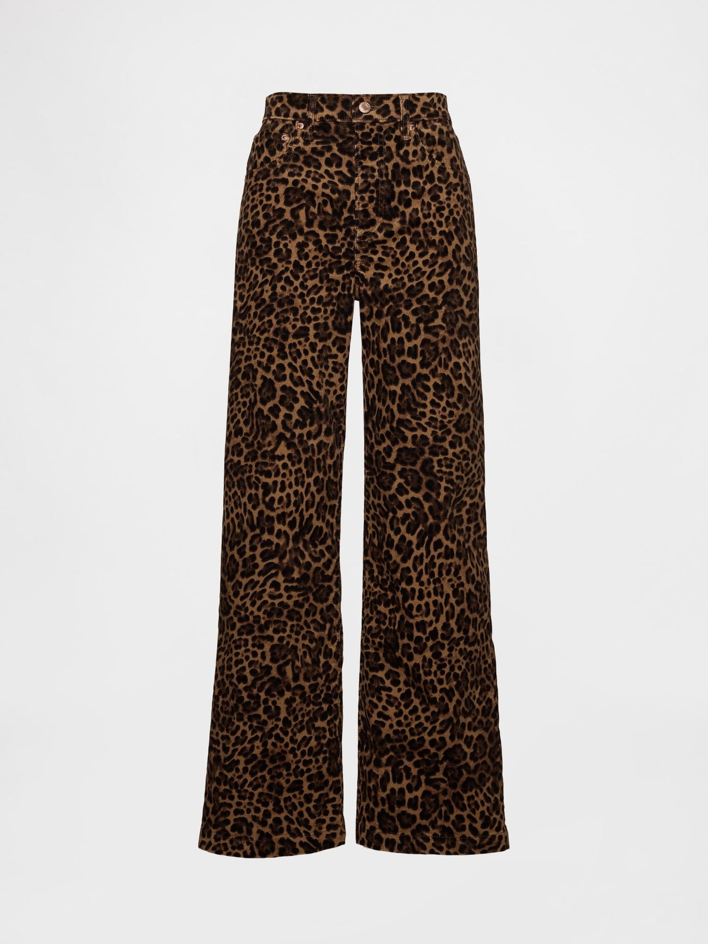 Kahverengi High Rise Kadife Stride Wide-leg Jean Pantolon