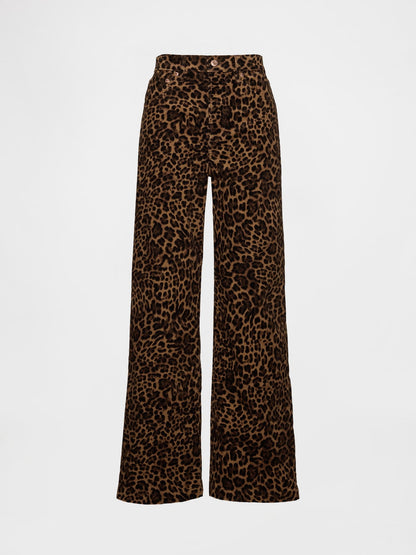 Kahverengi High Rise Kadife Stride Wide-leg Jean Pantolon