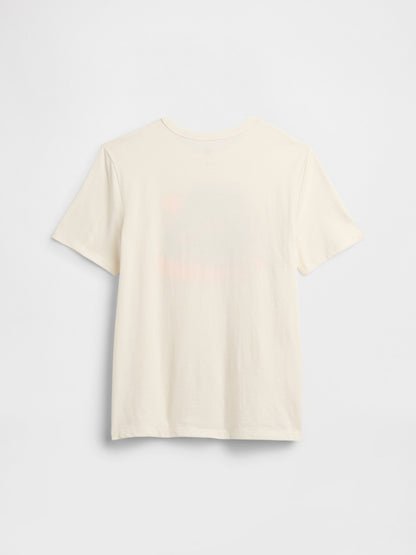 Beyaz Grafik Baskılı T-shirt