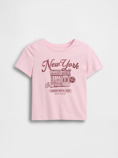 Açık Pembe Grafik Baskılı T-shirt
