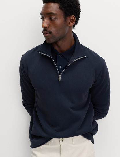 Pamuklu Karışımlı Yarım Fermuarlı Sweatshirt