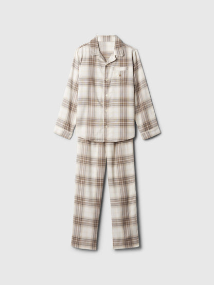 Çok Renkli Geri Dönüştürülmüş Desenli Flannel Pijama Takımı