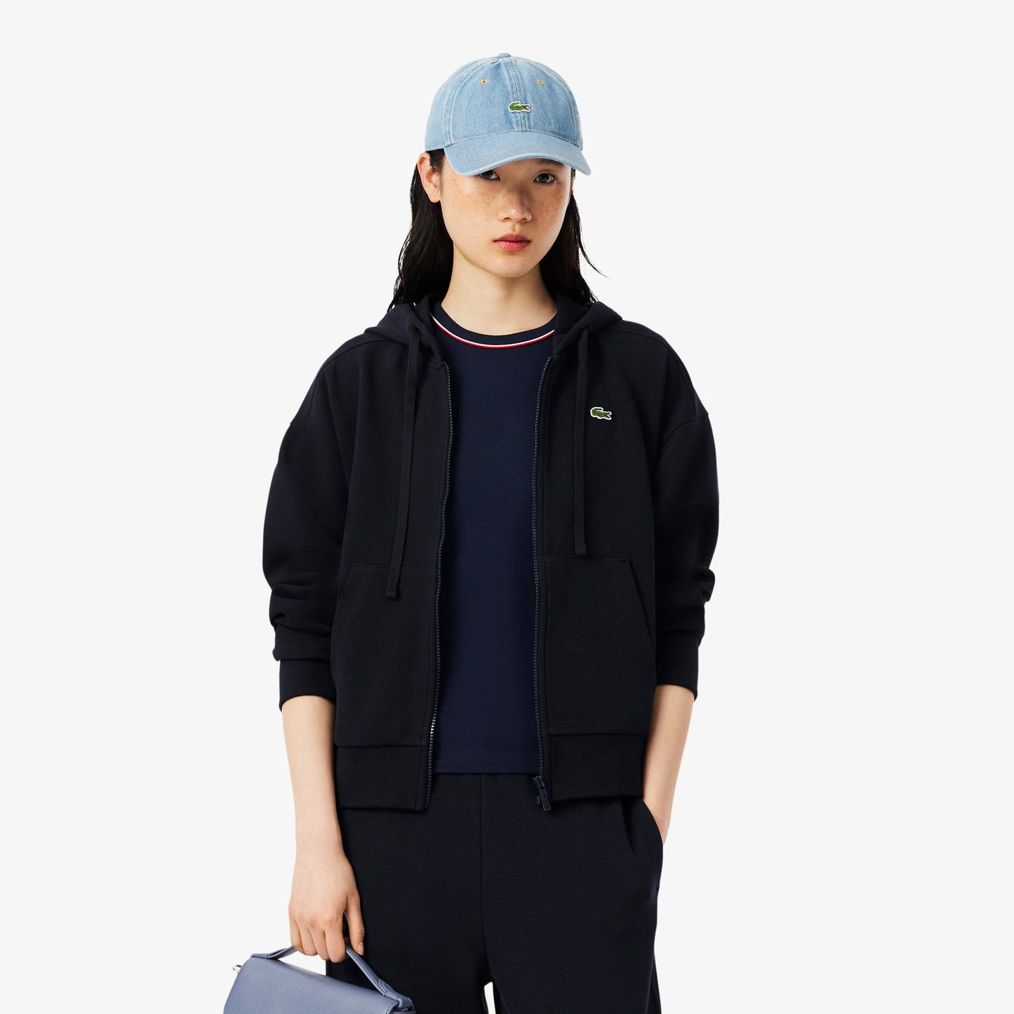 Lacoste Kadın Regular Fit Fermuarlı Lacivert Sweatshirt