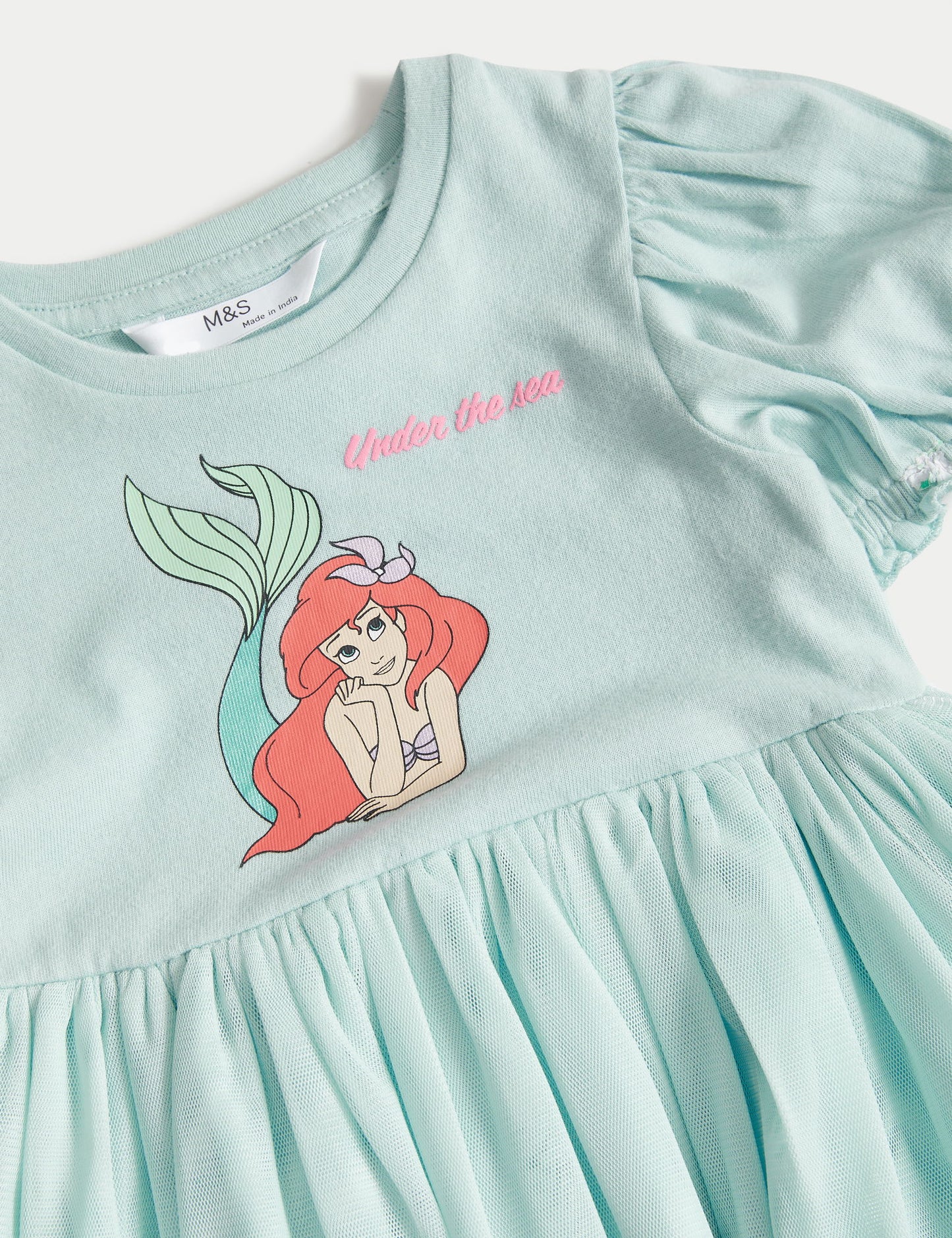 Saf Pamuklu Kısa Kollu The Little Mermaid:trade_mark: Elbise (2-7 Yaş)