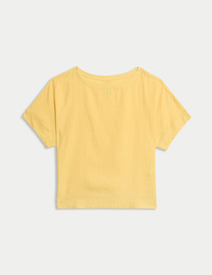 Saf Keten Rahat T-shirt