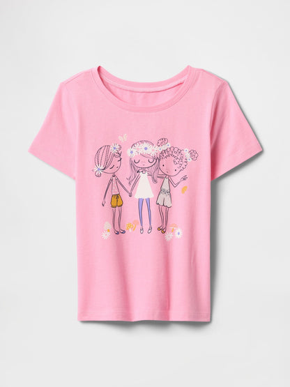 Pembe Grafikli T-shirt