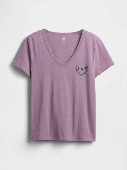 Koyu Lila V Yaka T-shirt